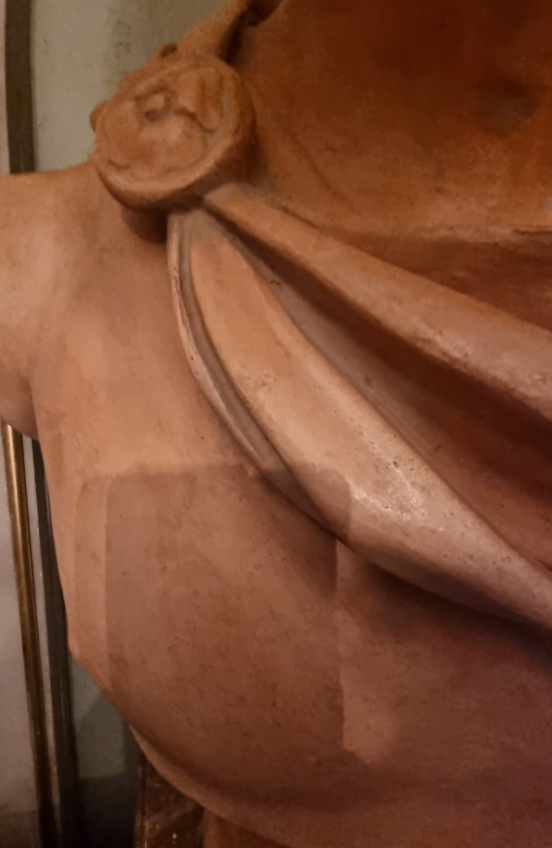 Large Terracotta Bust, 78 Cm, Apollo Of The Belvedere, Grand Tour -photo-4