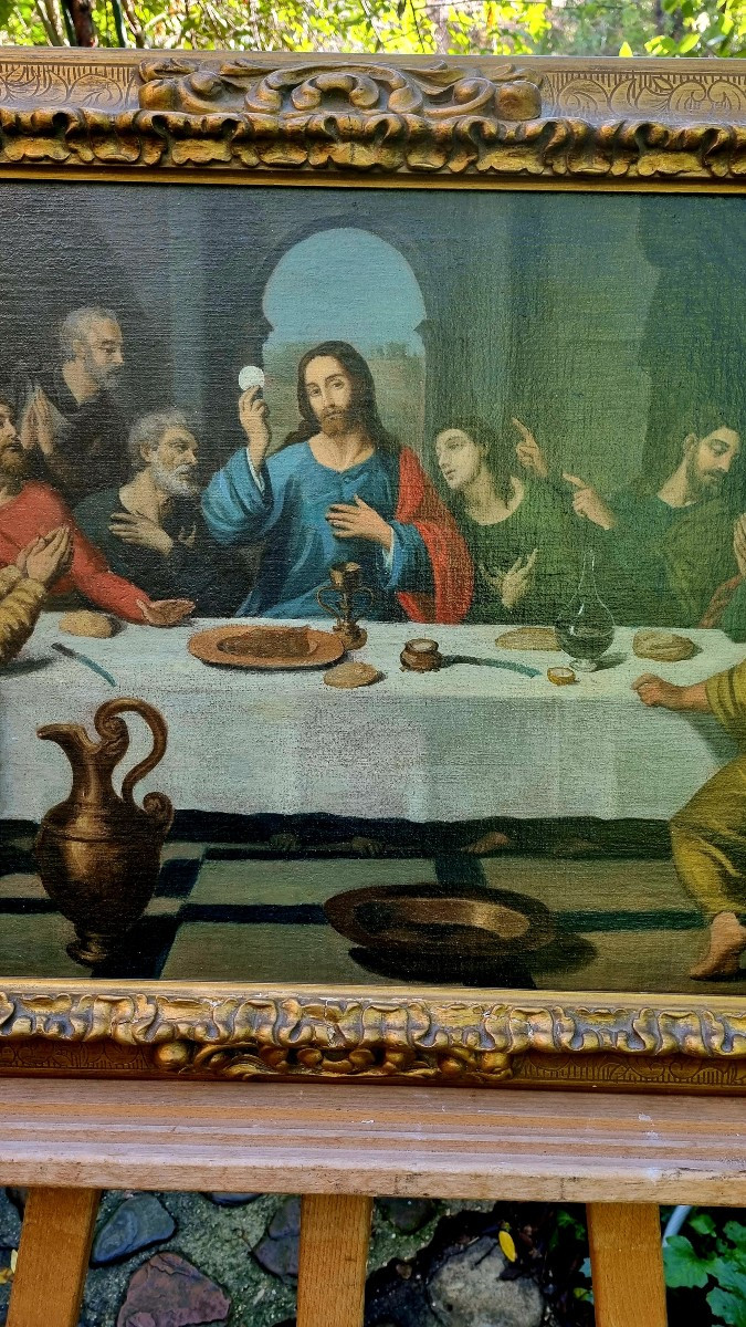 After Juan De Juanes The Last Supper Religious Painting Oil On Canvas-photo-3