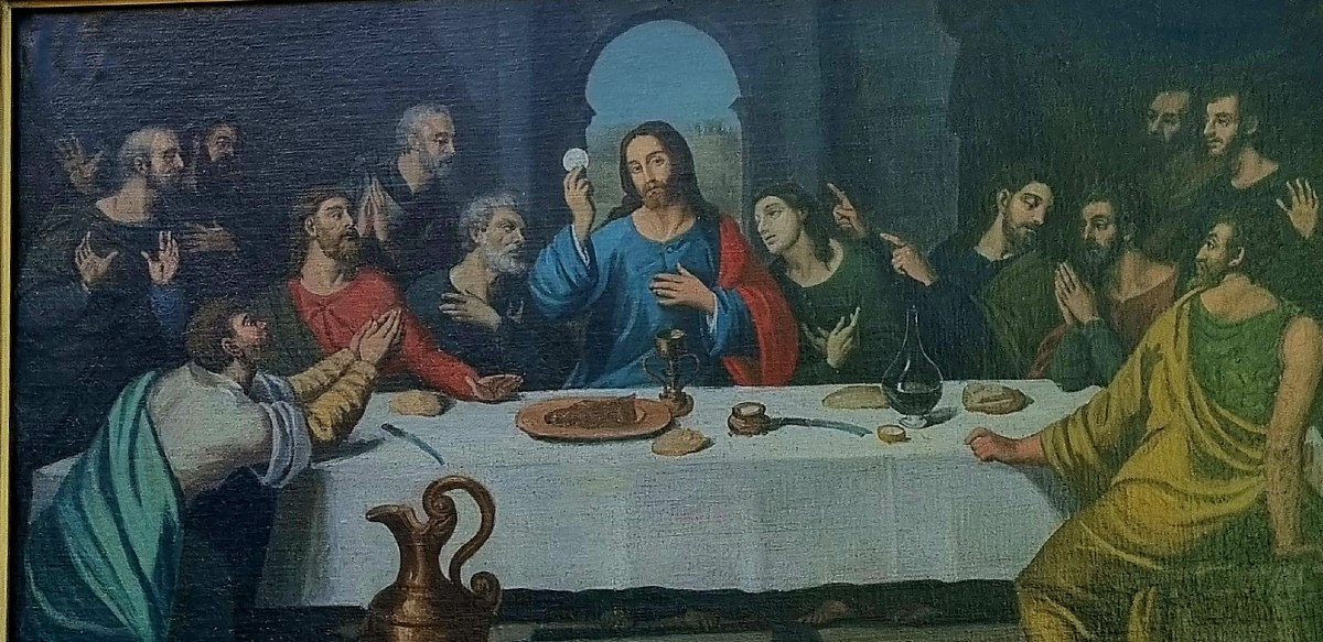 After Juan De Juanes The Last Supper Religious Painting Oil On Canvas-photo-3