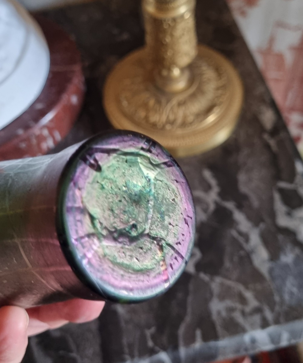 Small Iridescent Glass Paste Vase In The Art Nouveau Style Of Loetz -photo-3