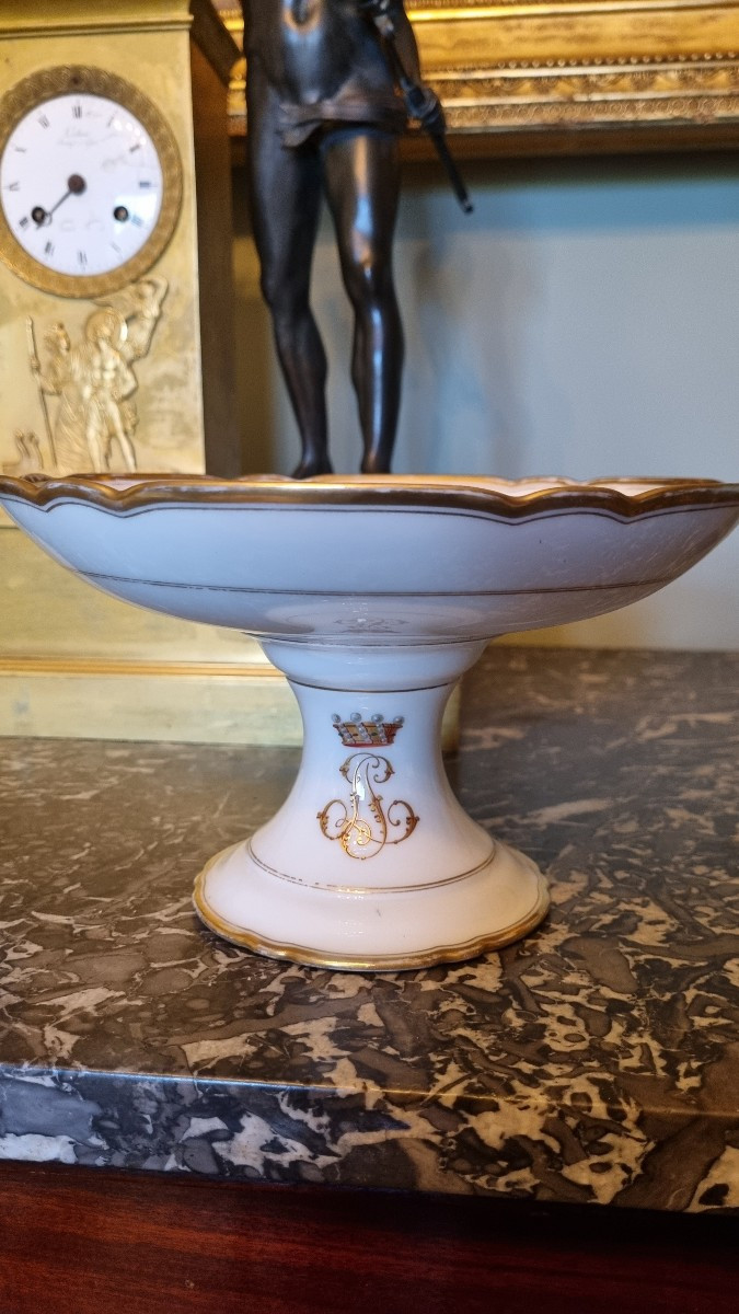 Centerpiece Cup, Paris Porcelain, Baron's Crown, Napoleon III Coat Of Arms -photo-2