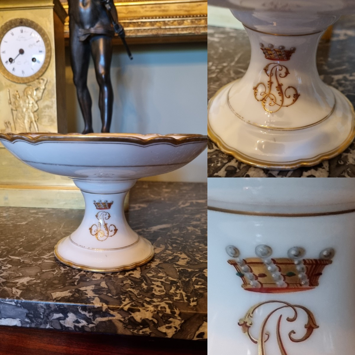 Centerpiece Cup, Paris Porcelain, Baron's Crown, Napoleon III Coat Of Arms 