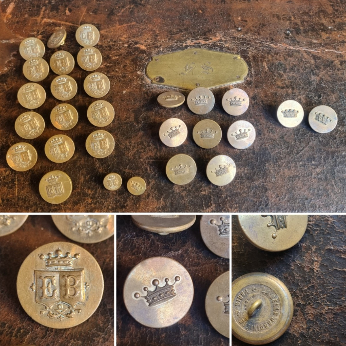 ENSEMBLE DE BOUTONS DE LIVRÉE COURONNE VICOMTE VENERIE COURONNE 