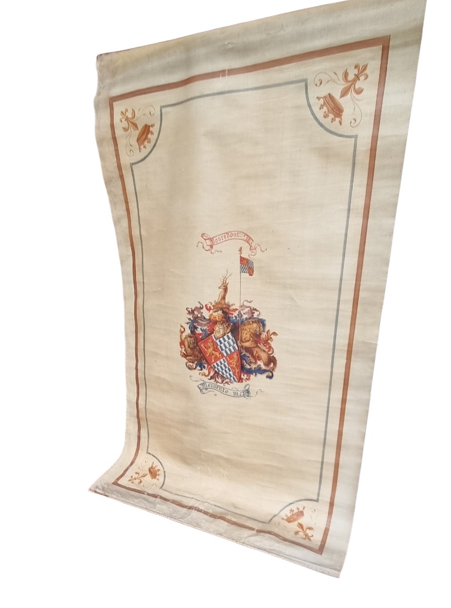 Large Painted Panel Bearing The Coat Of Arms Of The Marquis De Bosredon Chaumeau, Painter In Bourges. Heraldry -photo-2