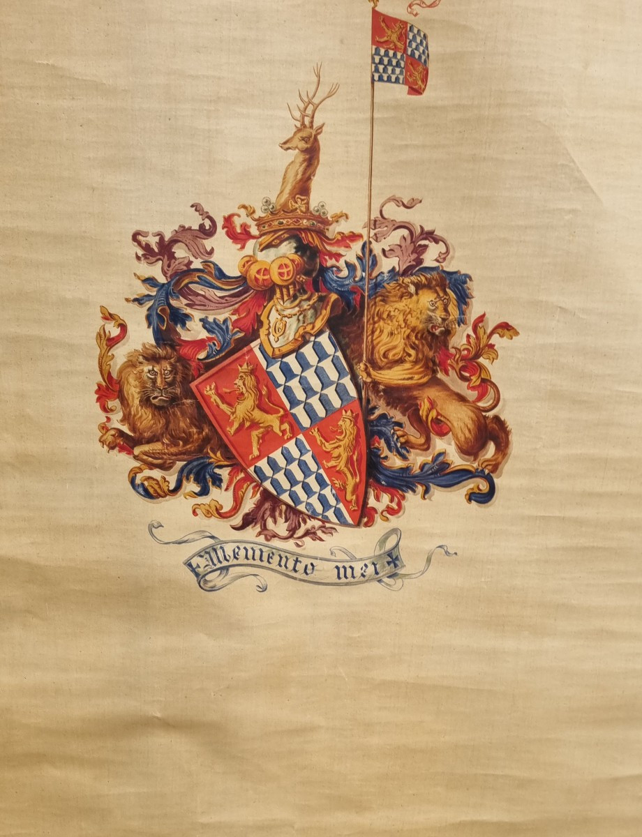 Large Painted Panel Bearing The Coat Of Arms Of The Marquis De Bosredon Chaumeau, Painter In Bourges. Heraldry -photo-3