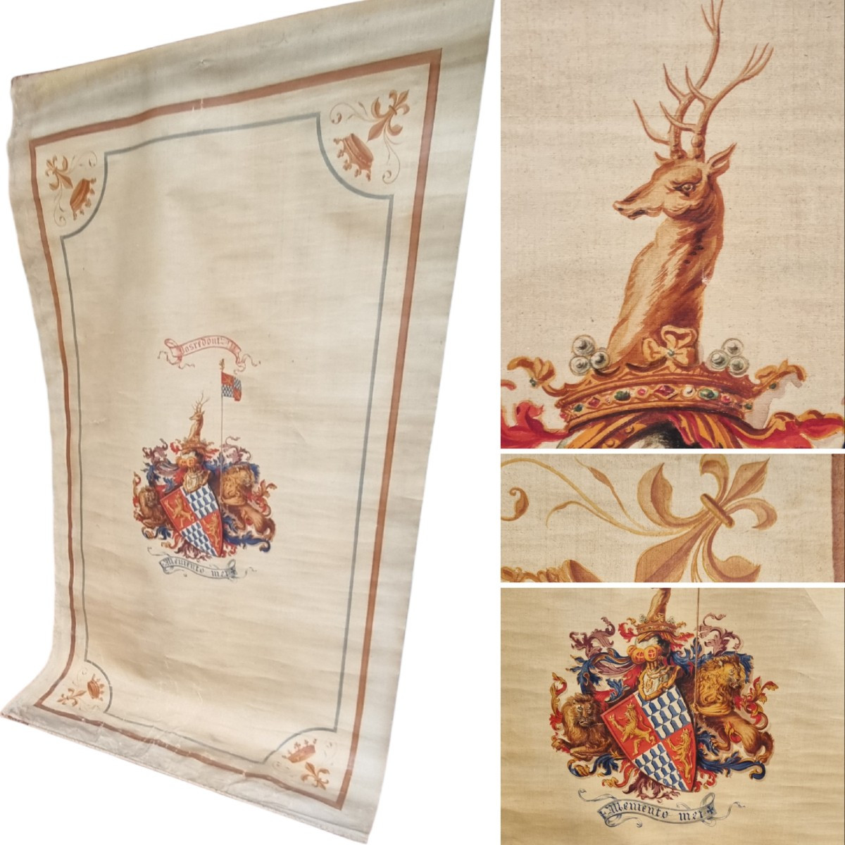 Large Painted Panel Bearing The Coat Of Arms Of The Marquis De Bosredon Chaumeau, Painter In Bourges. Heraldry 