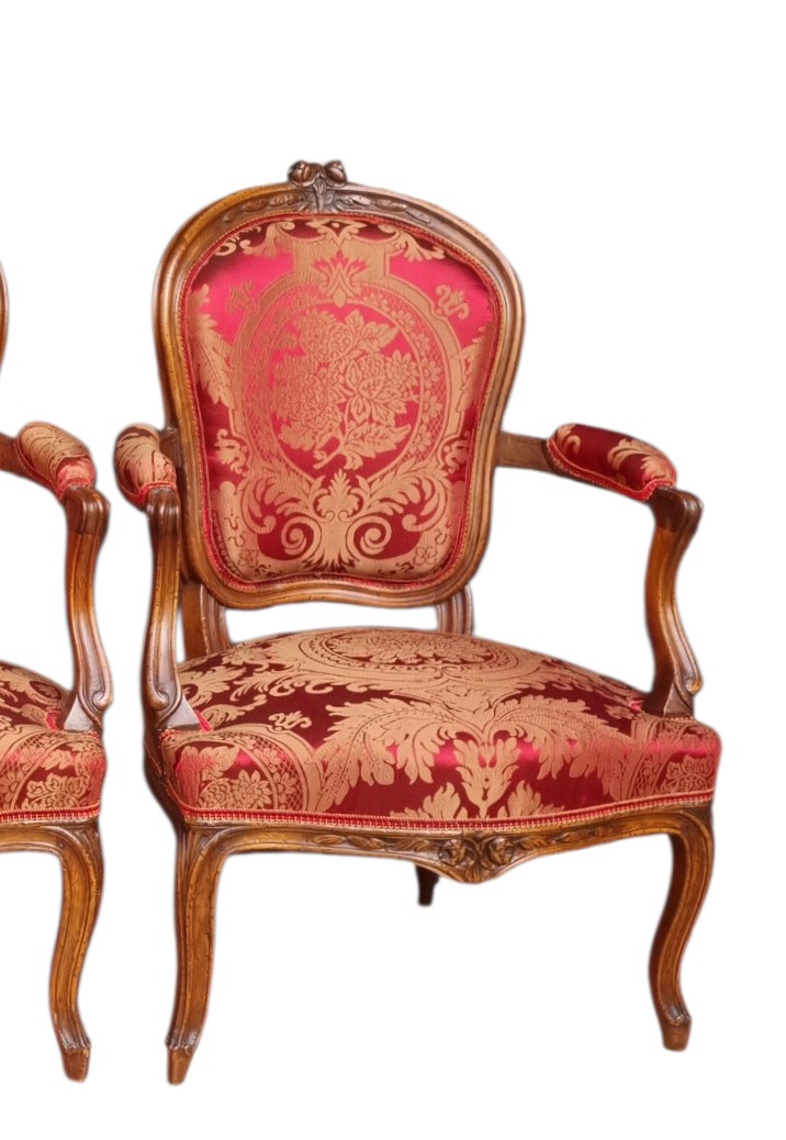 Pair Of Wide Louis XV Style Cabriolet Armchairs, Mid-19th Century-photo-2