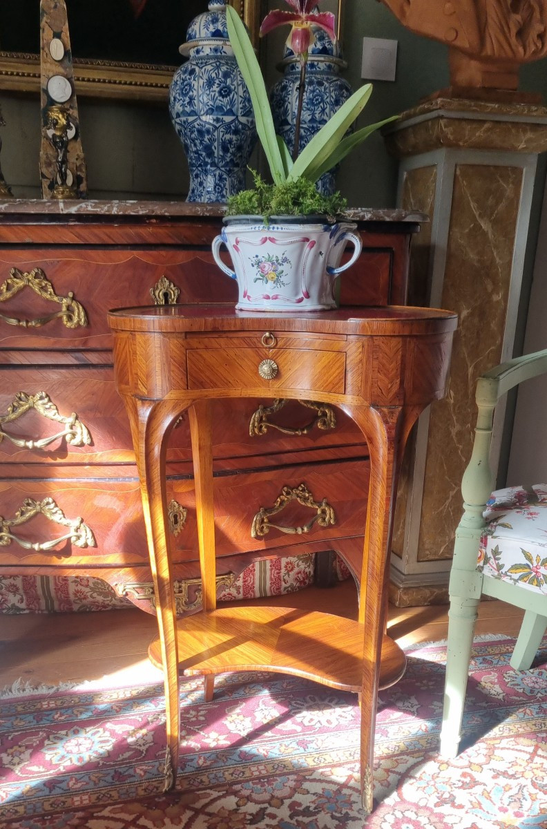 PETITE TABLE ROGNON SERVANTE D'APPOINT MARQUETERIE ÉPOQUE NAPOLÉON III  LOUIS XV TRANSITION-photo-3
