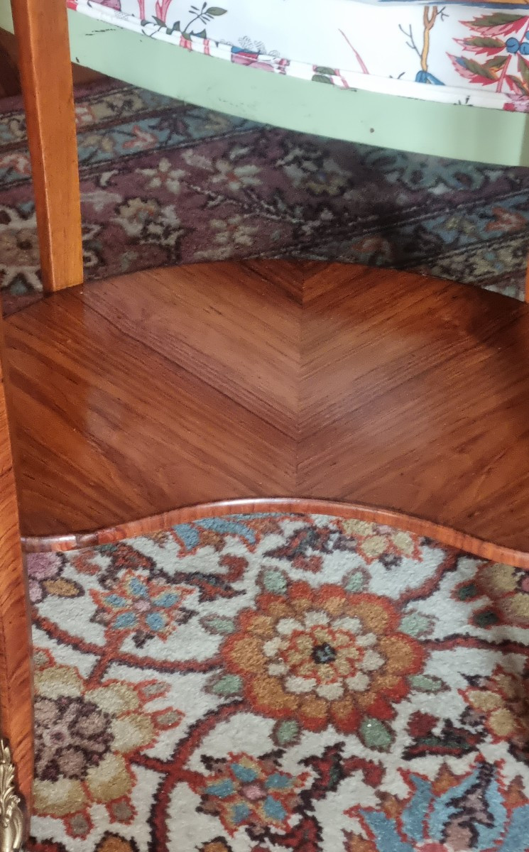 PETITE TABLE ROGNON SERVANTE D'APPOINT MARQUETERIE ÉPOQUE NAPOLÉON III  LOUIS XV TRANSITION-photo-4