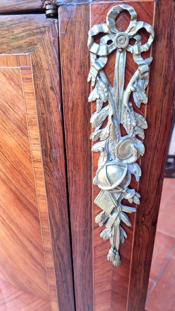 PAIRE D ENCOIGNURES A GRADINS  ENCOIGNURE MARQUETERIE STYLE LOUIS XVI ÉPOQUE XIX -photo-2