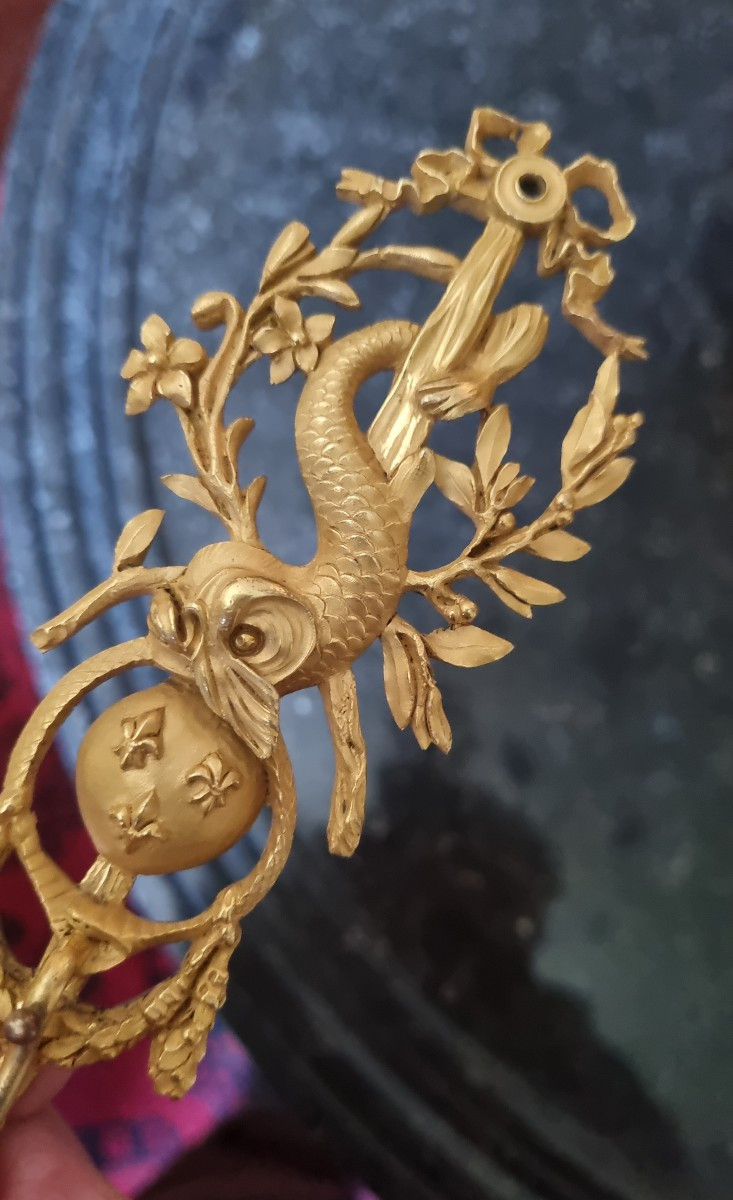 Fleur-de-lis Dauphin Gilt Bronze Napoleon III Royalist Period-photo-2