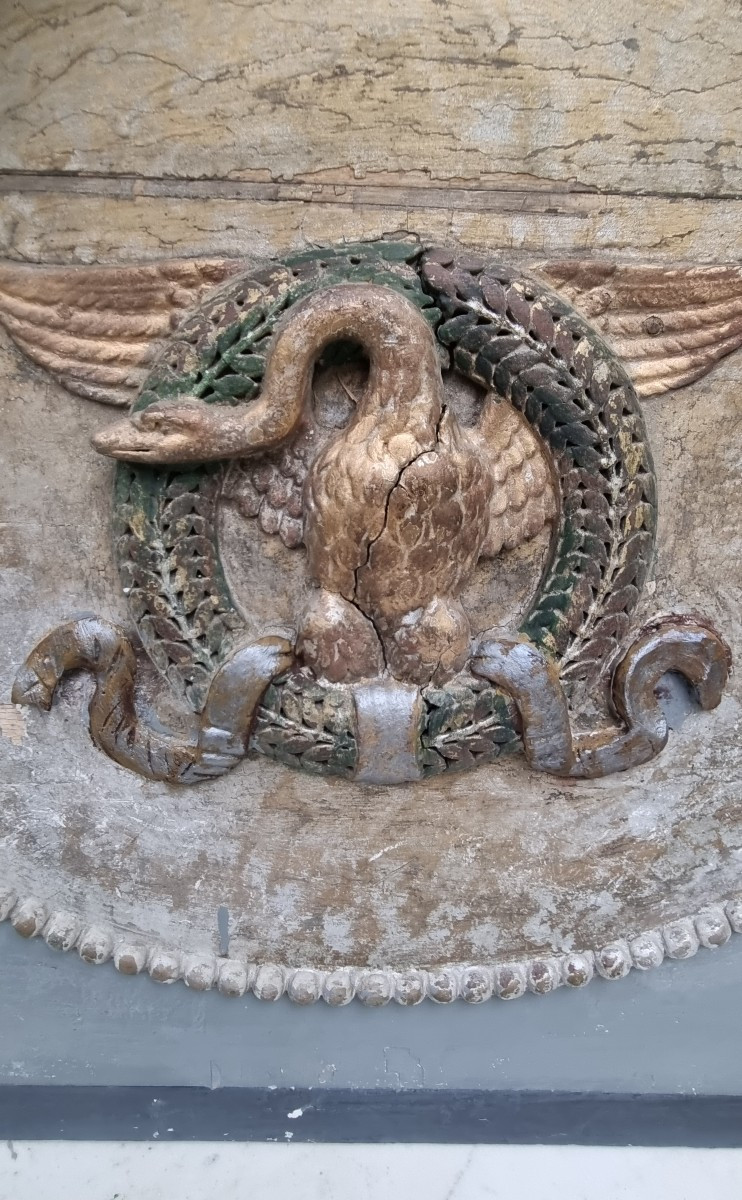 HAUT DE PORTE BOIS ET STUC EPOQUE EMPIRE NEO CLASSIQUE-photo-3