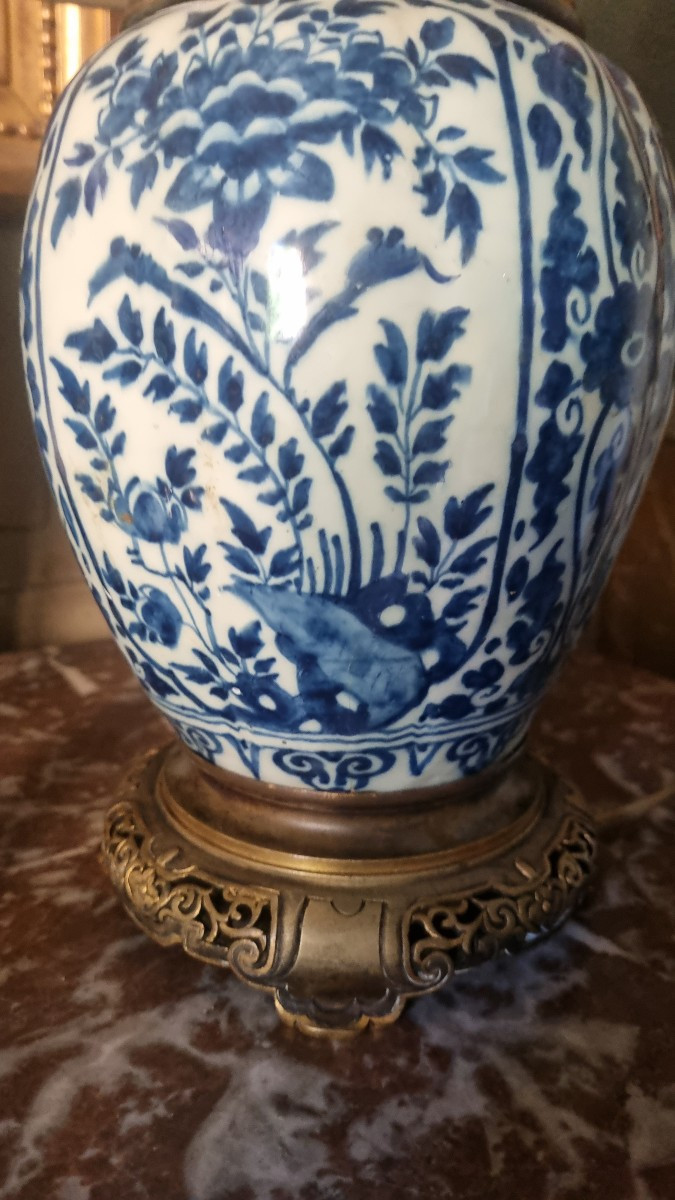 PIED DE LAMPE EN FAIENCE DE DELFT EPOQUE XVIIIe-photo-4