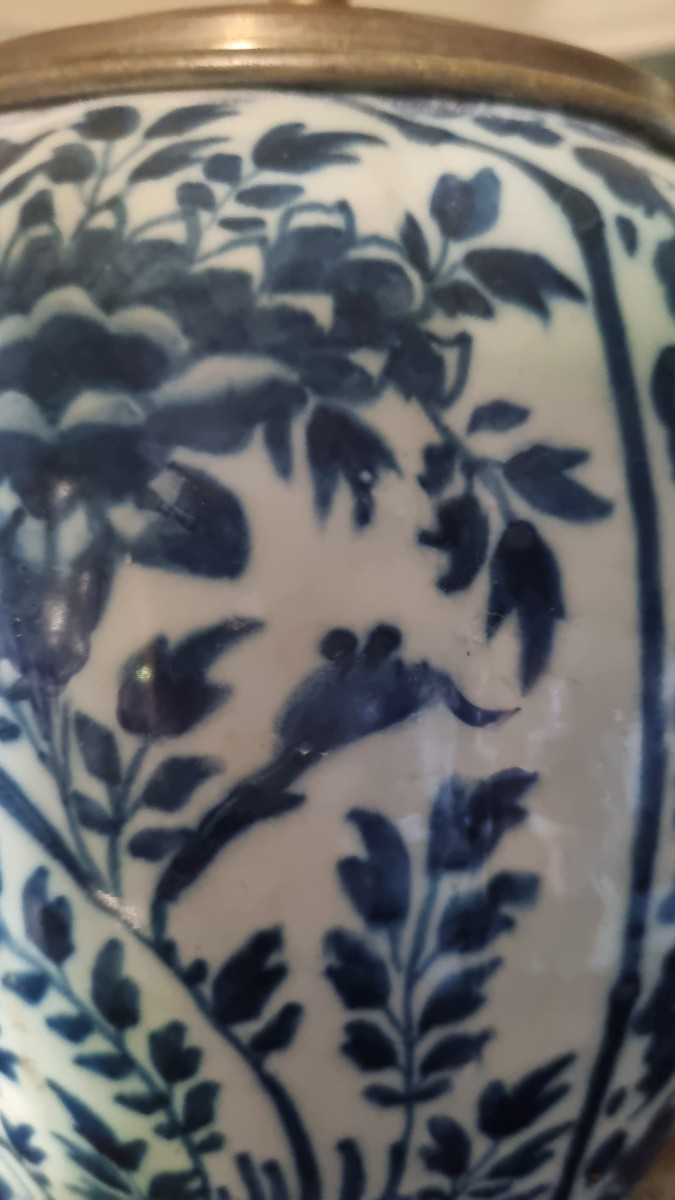 PIED DE LAMPE EN FAIENCE DE DELFT EPOQUE XVIIIe-photo-2