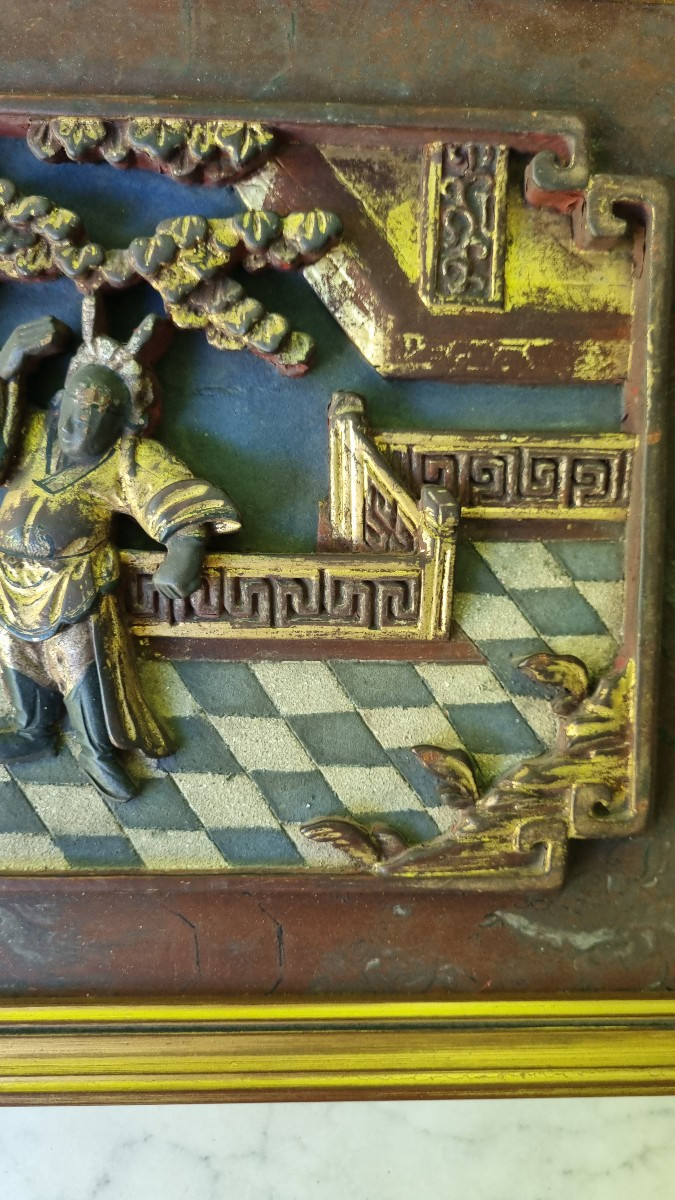 Pair Of Chinese Furniture Elements China 19th C. Gilded Carved Wood-photo-1