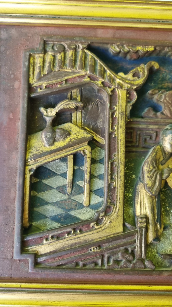 Pair Of Chinese Furniture Elements China 19th C. Gilded Carved Wood-photo-2
