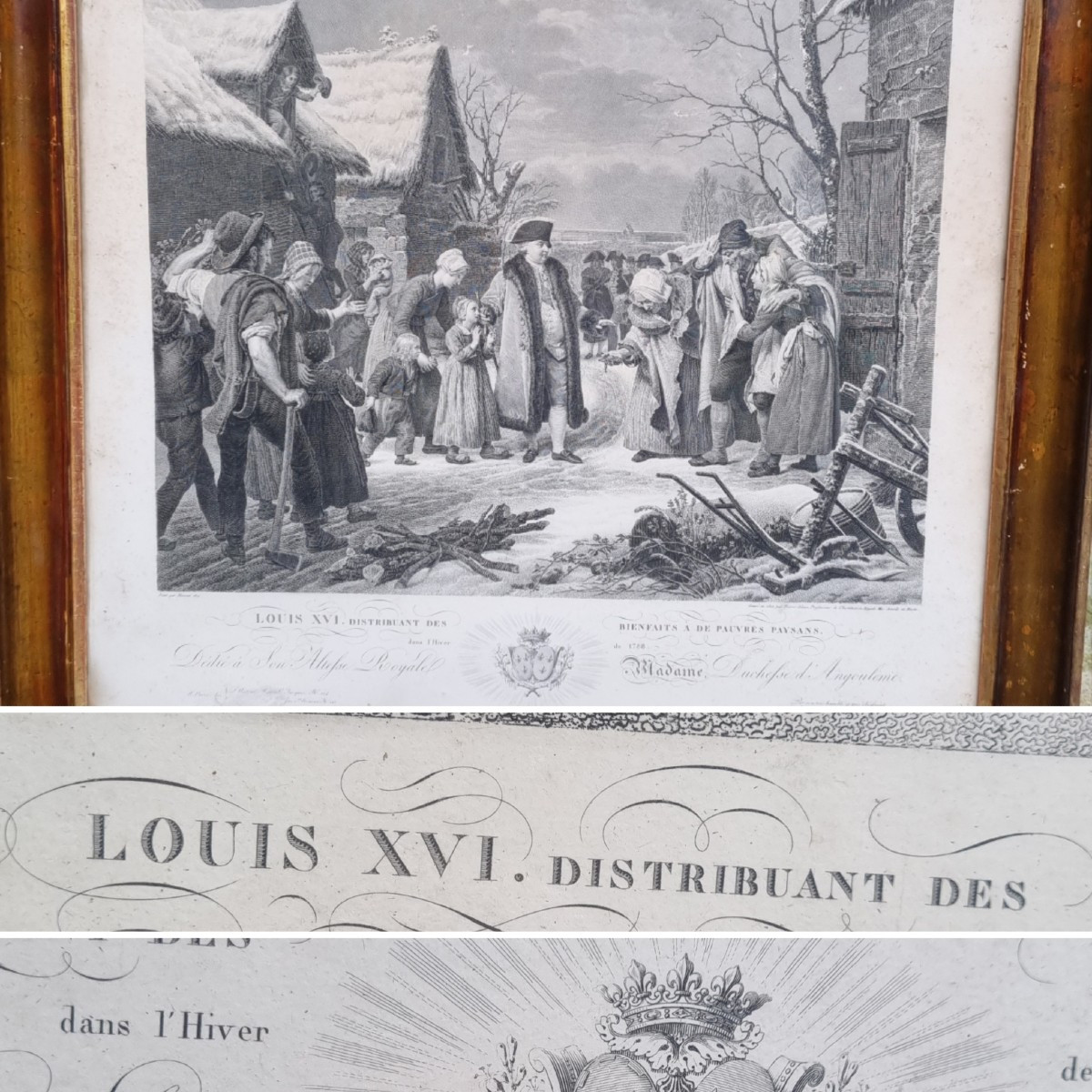 Gravure Louis XVI Distributing Alms To The Poor Monarchy Period Restauration