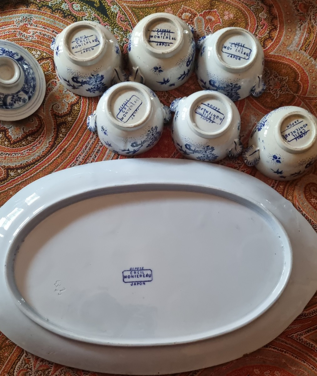 Creil Et Montereau Service Japon Service A Creme Pots A Creme-photo-4