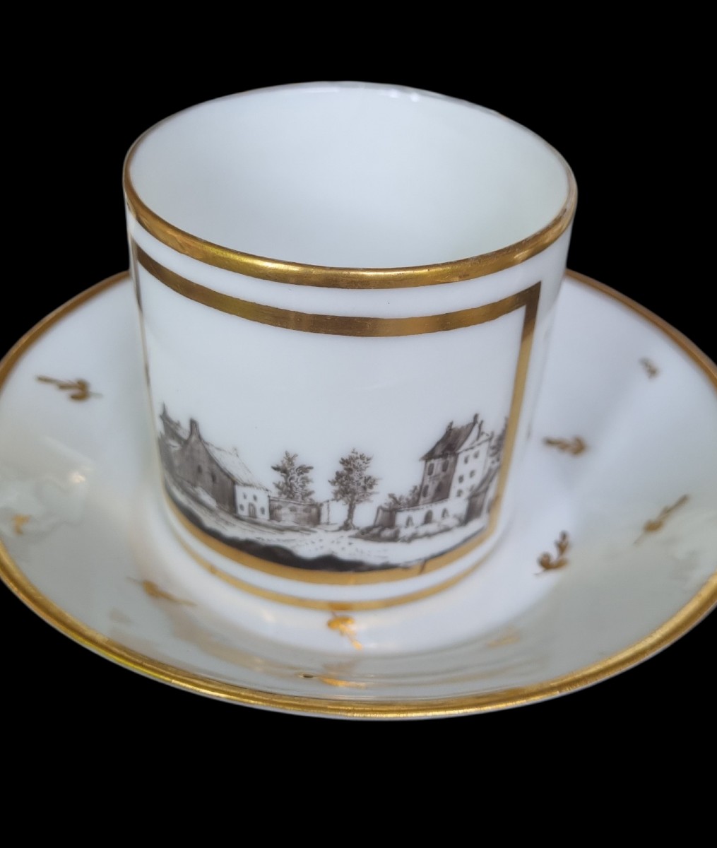 Manufacture De Locré - Porcelaine De Paris - Coffee Set Epoque Fin XVIIIe Grisaille-photo-6