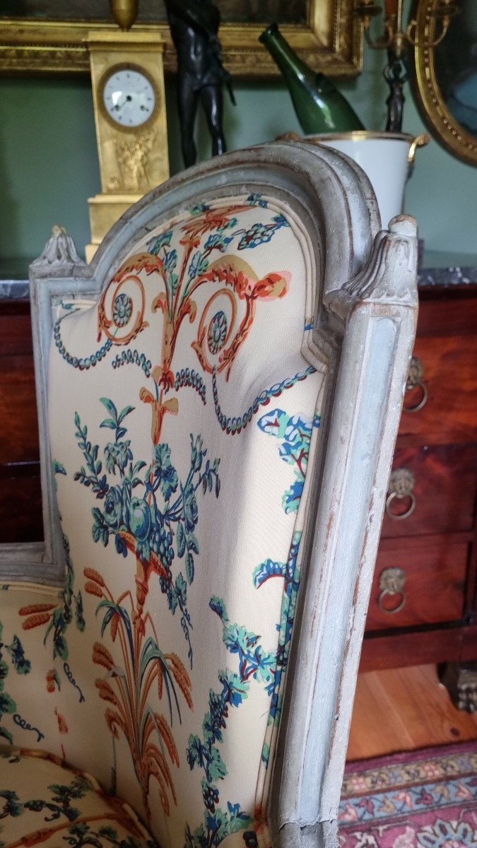  Louis,xvi Period Painted Wood Bergere Braquenie Fabric-photo-1