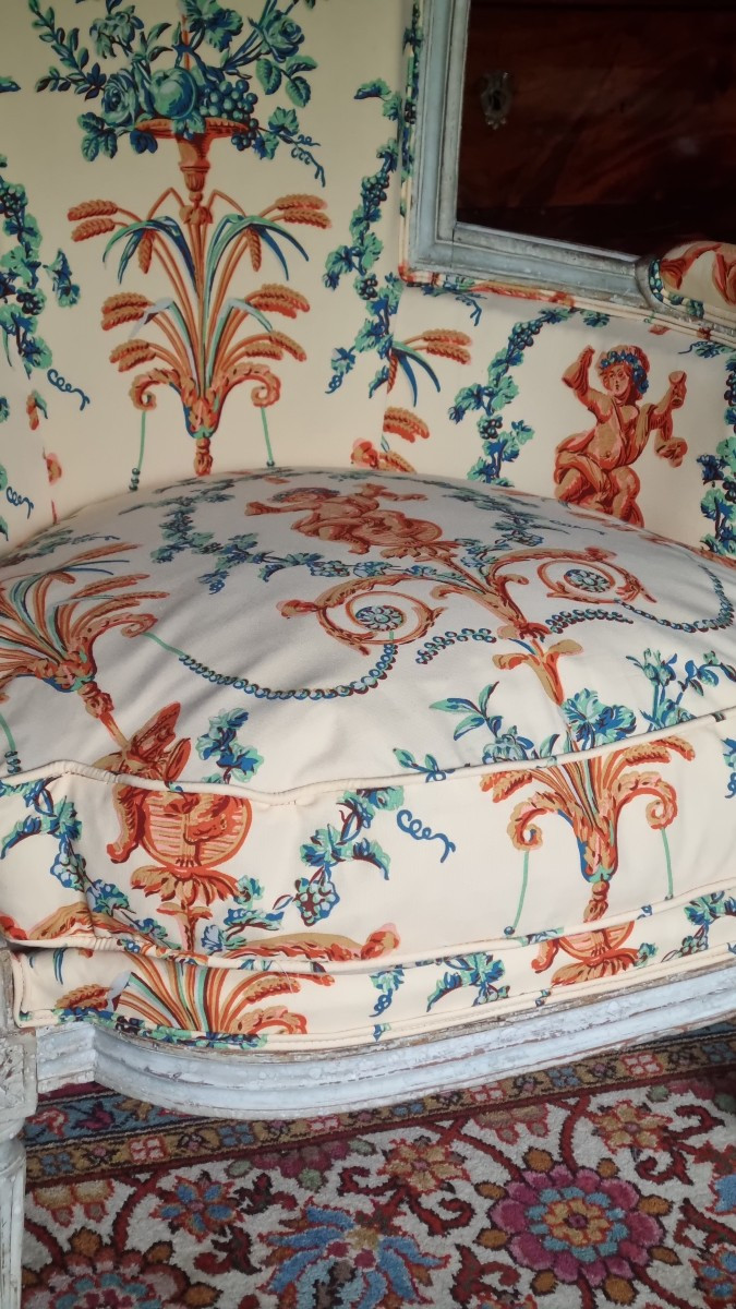  Louis,xvi Period Painted Wood Bergere Braquenie Fabric-photo-2
