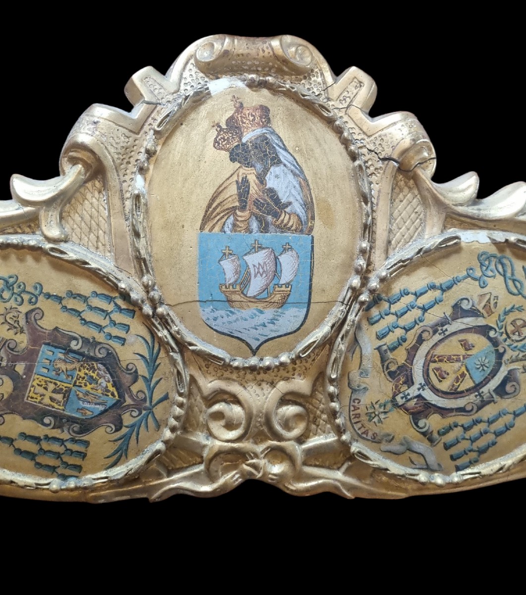 Pediment Top Of Door Gilded Wood Coat Of Arms Nîmes Clermont Ferrand Cardinal Bishop-photo-3