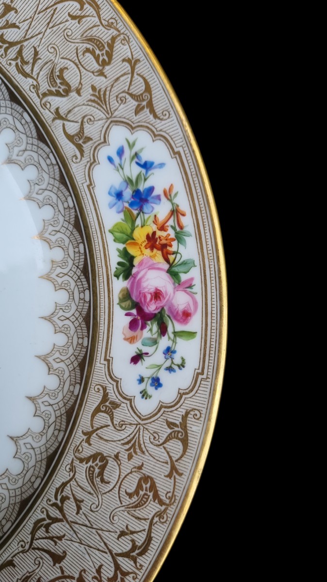 SERIE DE 4 ASSIETTES EN PORCELAINE DE SEVRES 1847 LOUIS-PHILIPPE ÉPOQUE -photo-3