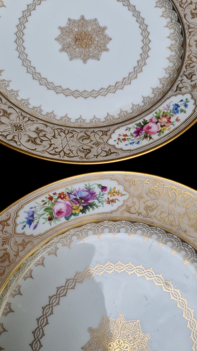 SERIE DE 4 ASSIETTES EN PORCELAINE DE SEVRES 1847 LOUIS-PHILIPPE ÉPOQUE -photo-4