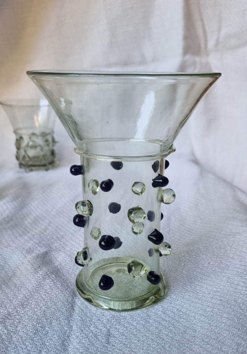 Série de 12 verres à pastilles en verre fumé ou blanc-photo-4