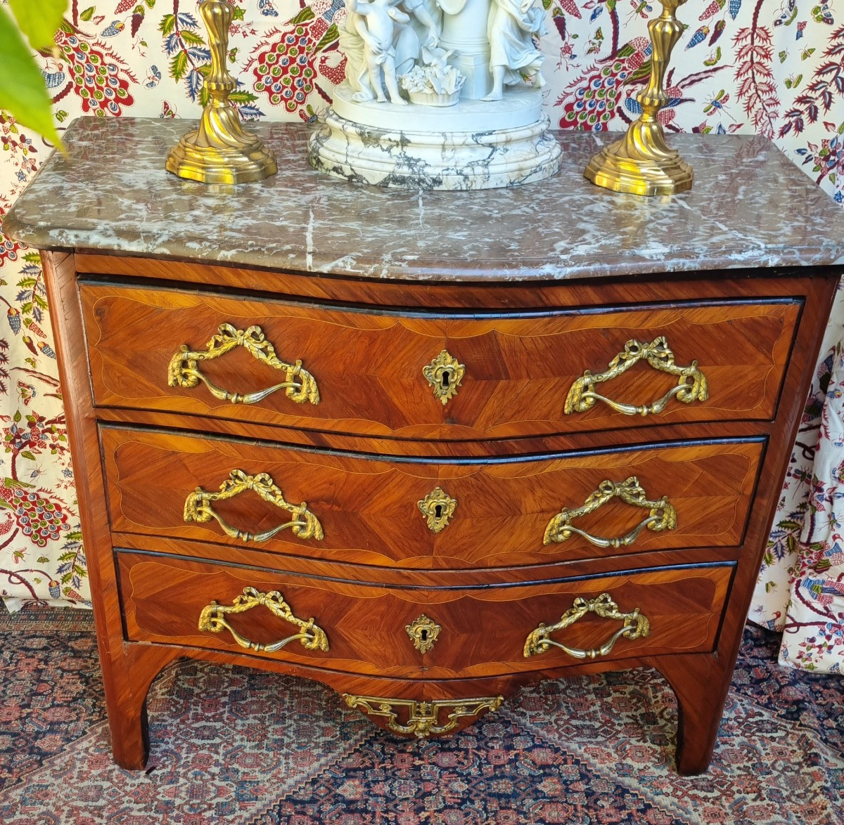 COMMODE EN MARQUETERIE ÉPOQUE LOUIS,XV XVIIIe-photo-2