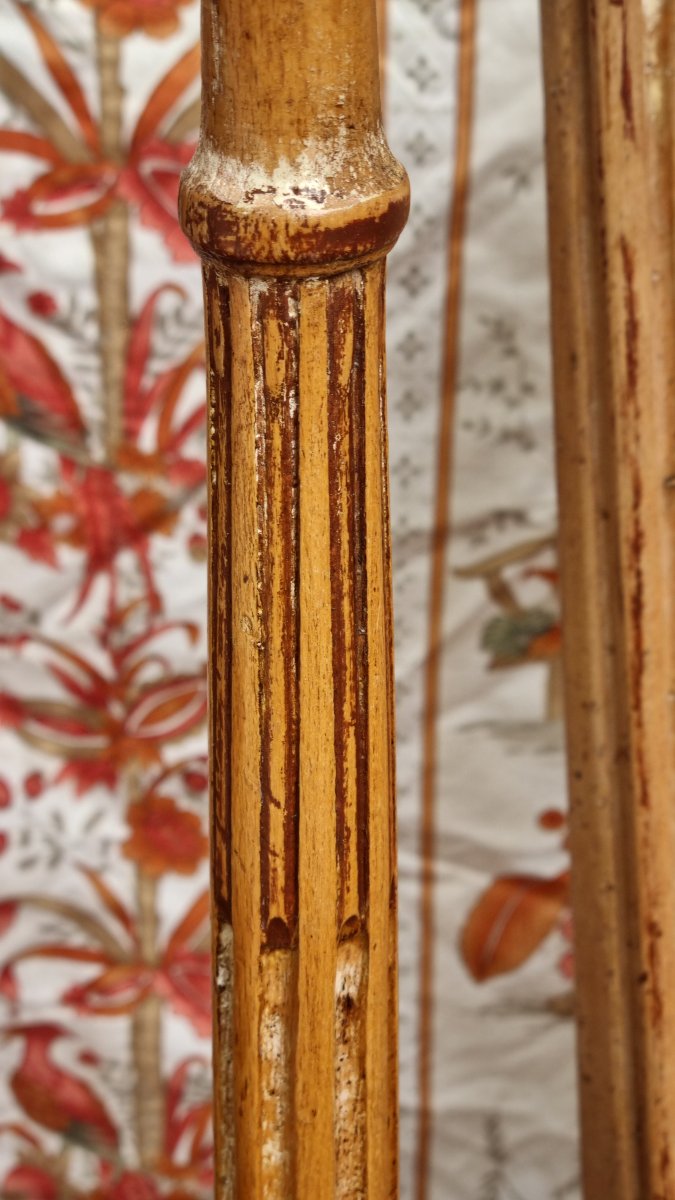 4 Louis XVI Style Chairs Stamped By André Mailfert Caning Patina Set-photo-4