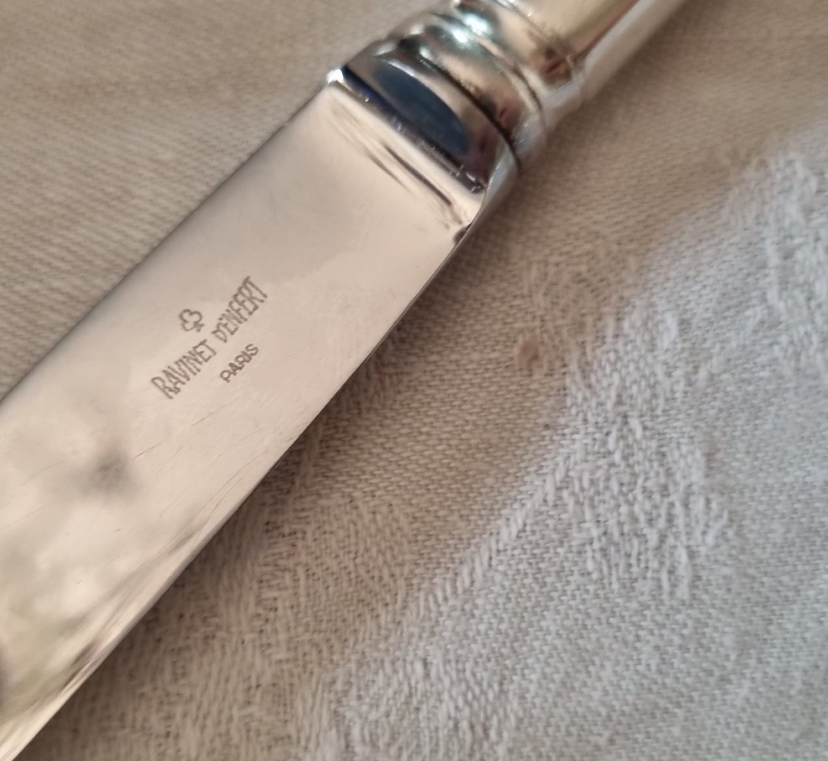 Ravinet d'Enfert Paris 12 Table Knives And 12 Dessert Knives Model Brantôme Metal Ar-photo-3