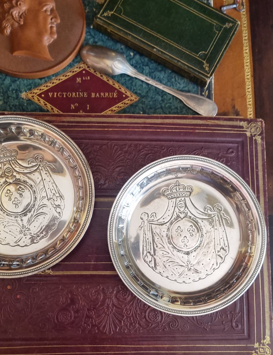 Pair Of Armes De France Couronne Royaliste Armoiries Bottle Buckles