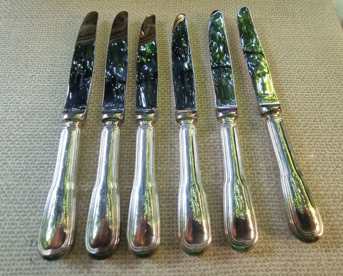 Christofle  Chinon Set Of 6 Dessert, Cheese, And Salad Knives