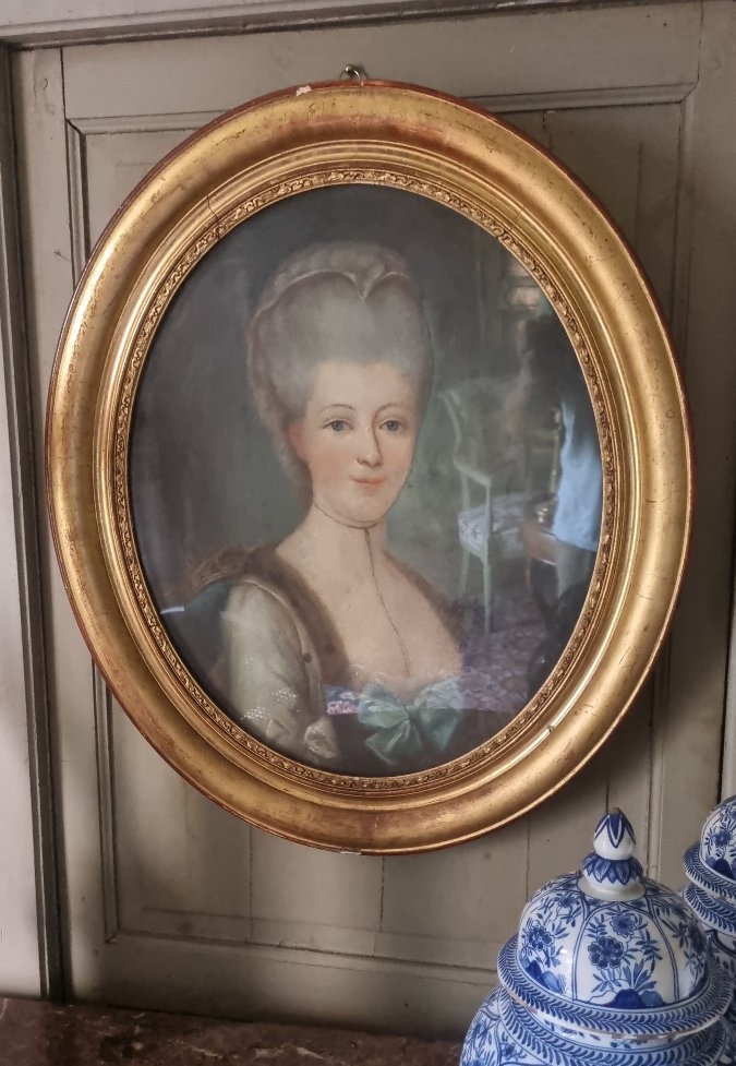 GRAND PASTEL PORTRAIT DE FEMME FIN XVIIIe EPOQUE-photo-2