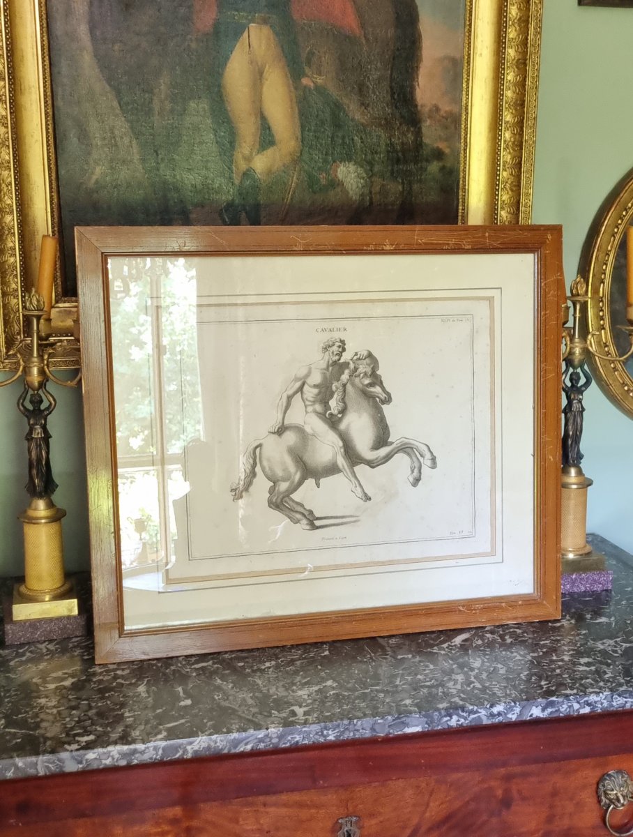 Pair Of Large 18th-century Engravings: Grand Tour, Horses, Antiquities-photo-2