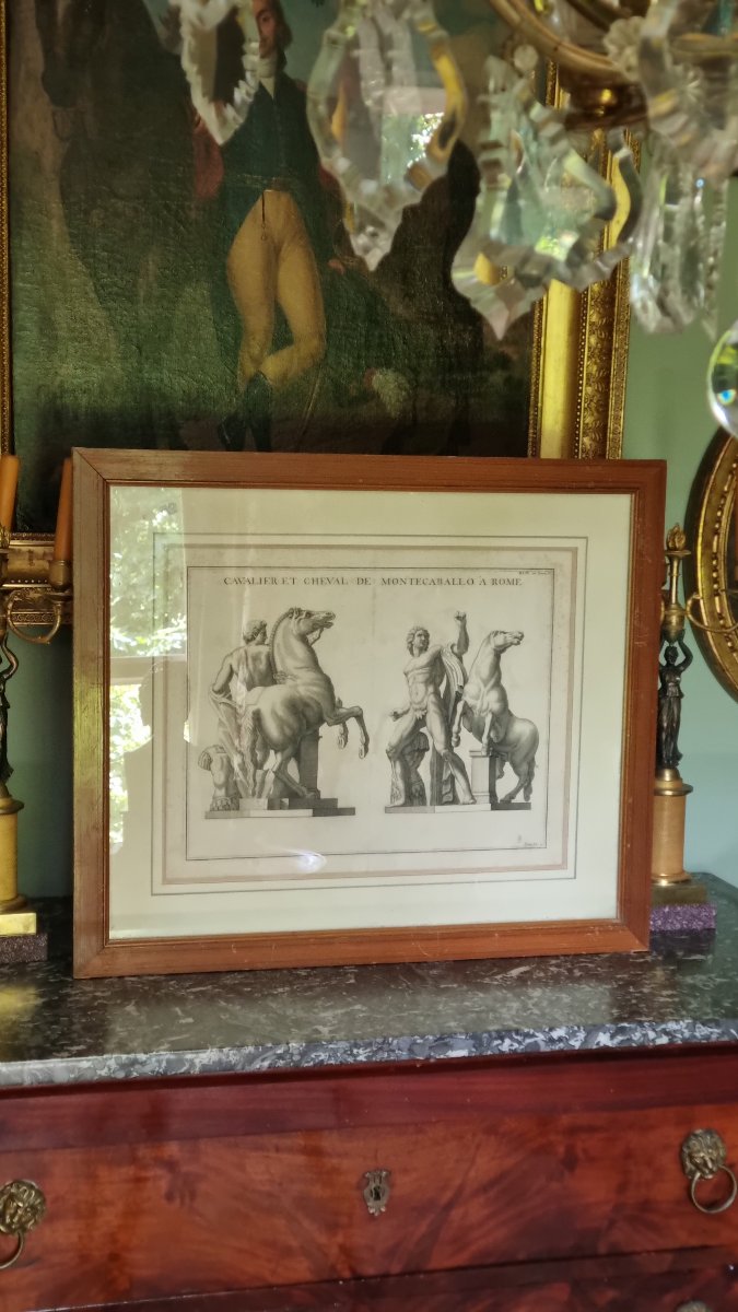 Pair Of Large 18th-century Engravings: Grand Tour, Horses, Antiquities-photo-3