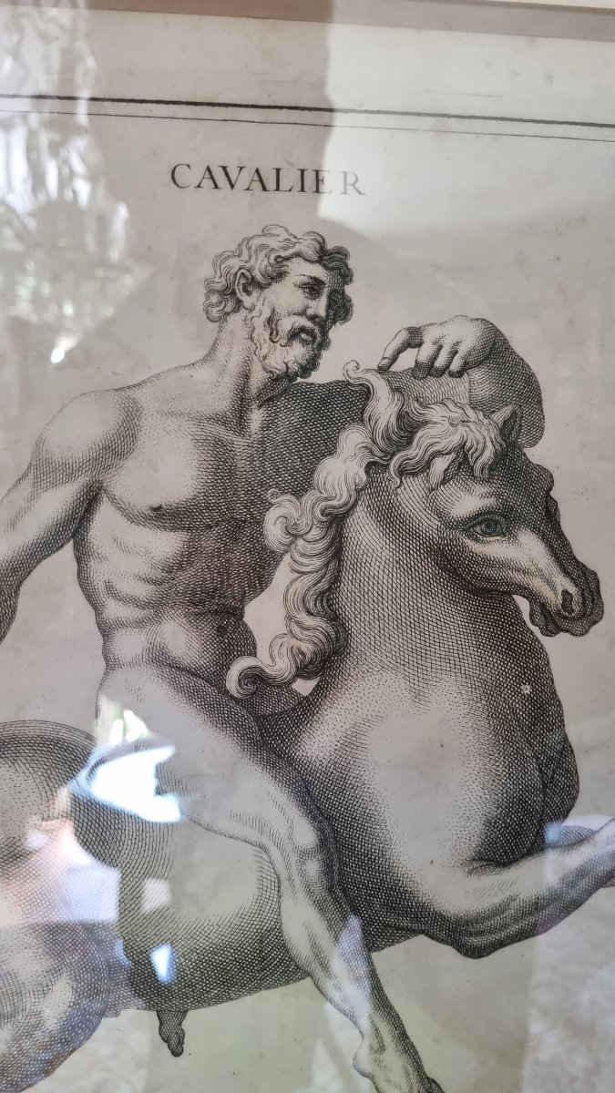 Pair Of Large 18th-century Engravings: Grand Tour, Horses, Antiquities-photo-2