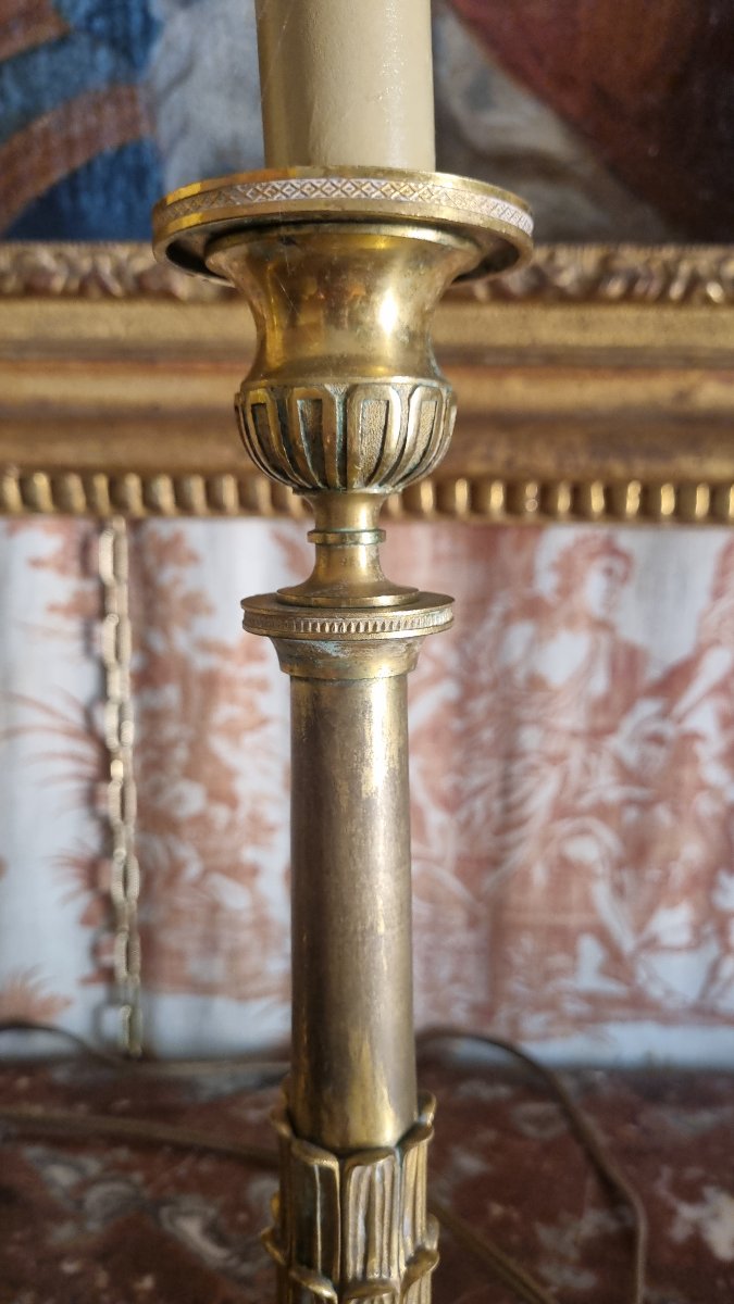 BOUGEOIRS PAIRE FLAMBEAUX EMPIRE BRONZE DORÉ ÉPOQUE  ORMOULU-photo-2