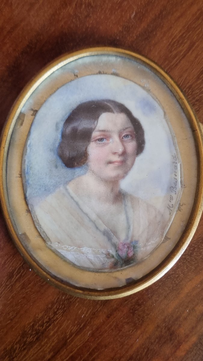 MINIATURE PORTRAIT FEMME MADAME  LOUISE BESNARD-photo-3