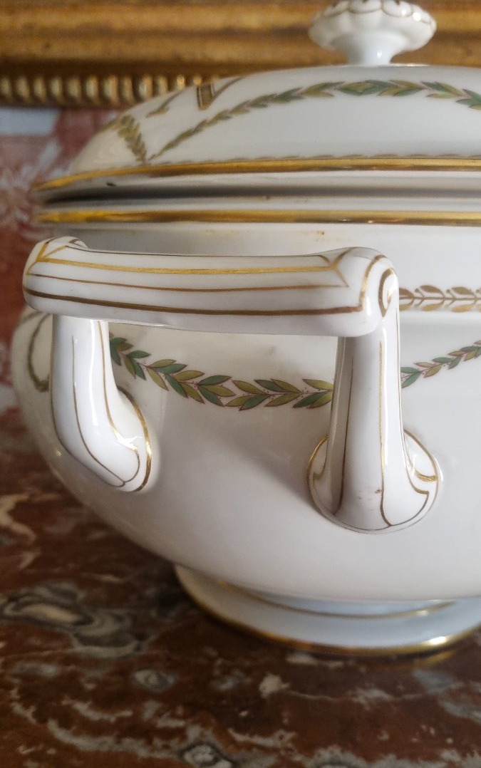 PORCELAINE DE SÈVRES ÉPOQUE NAPOLÉON III 1862 AU CHIFFRE DE NAPOLÉON III SOUPIÈRE 1862-photo-4