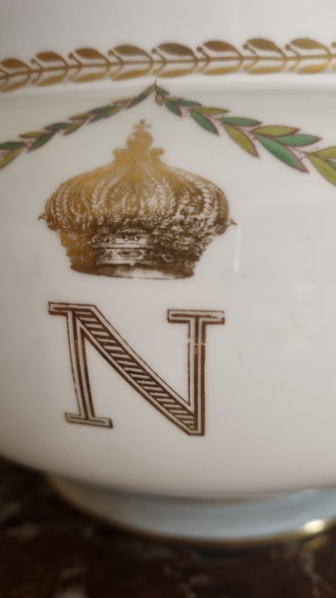 PORCELAINE DE SÈVRES ÉPOQUE NAPOLÉON III 1862 AU CHIFFRE DE NAPOLÉON III SOUPIÈRE 1862-photo-5