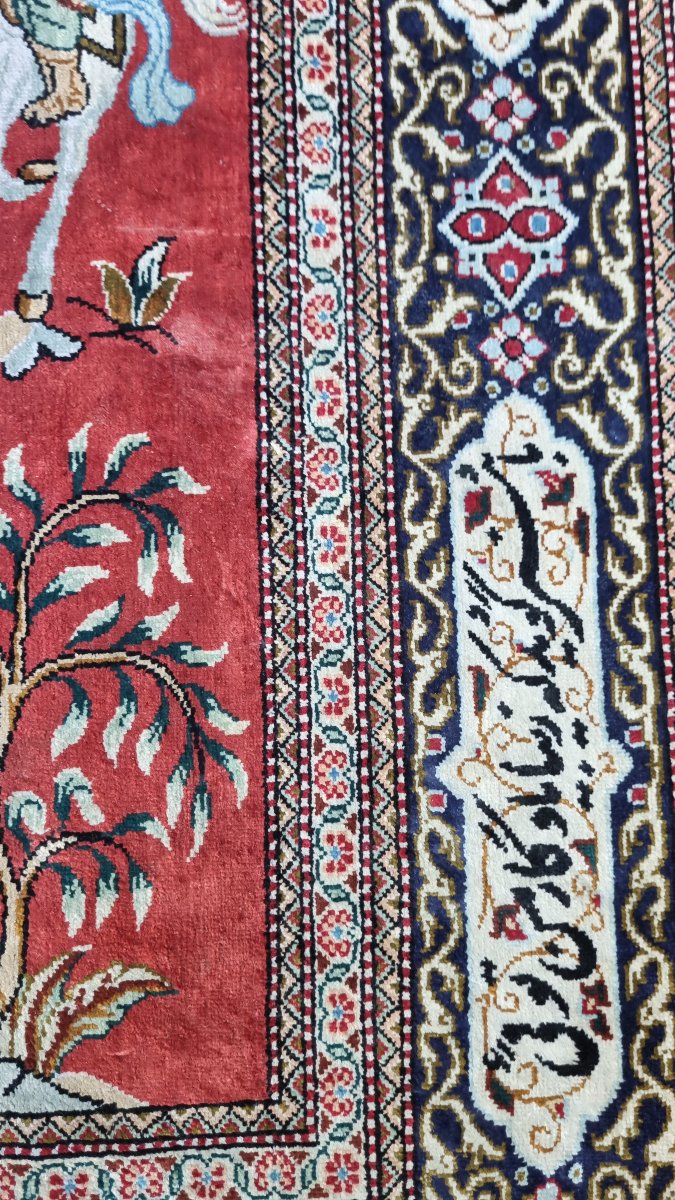 Fully Hand-knotted Silk Rug From Iran  123 Cm X 78 Cm Ghoum Chasse-photo-2