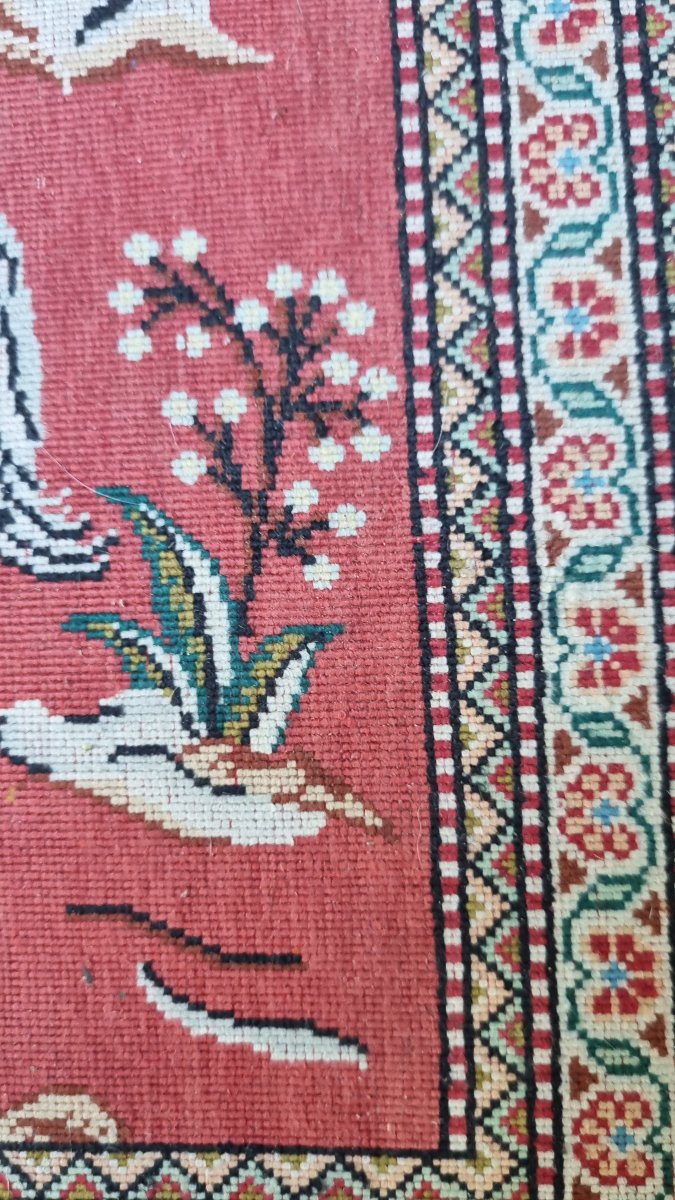 Fully Hand-knotted Silk Rug From Iran  123 Cm X 78 Cm Ghoum Chasse-photo-4