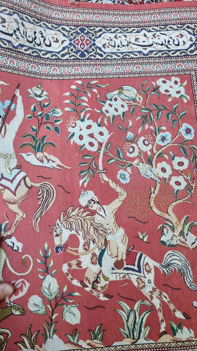 Fully Hand-knotted Silk Rug From Iran  123 Cm X 78 Cm Ghoum Chasse-photo-2