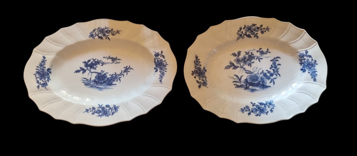Pair Of 18th-century Tournai Porcelain Plates, "ronda" Oval Plate-photo-2