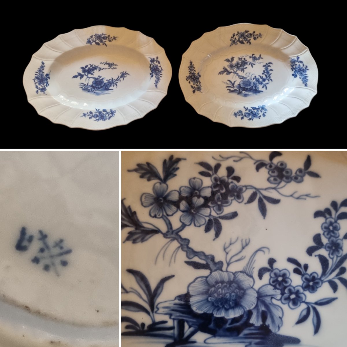 Pair Of 18th-century Tournai Porcelain Plates, "ronda" Oval Plate