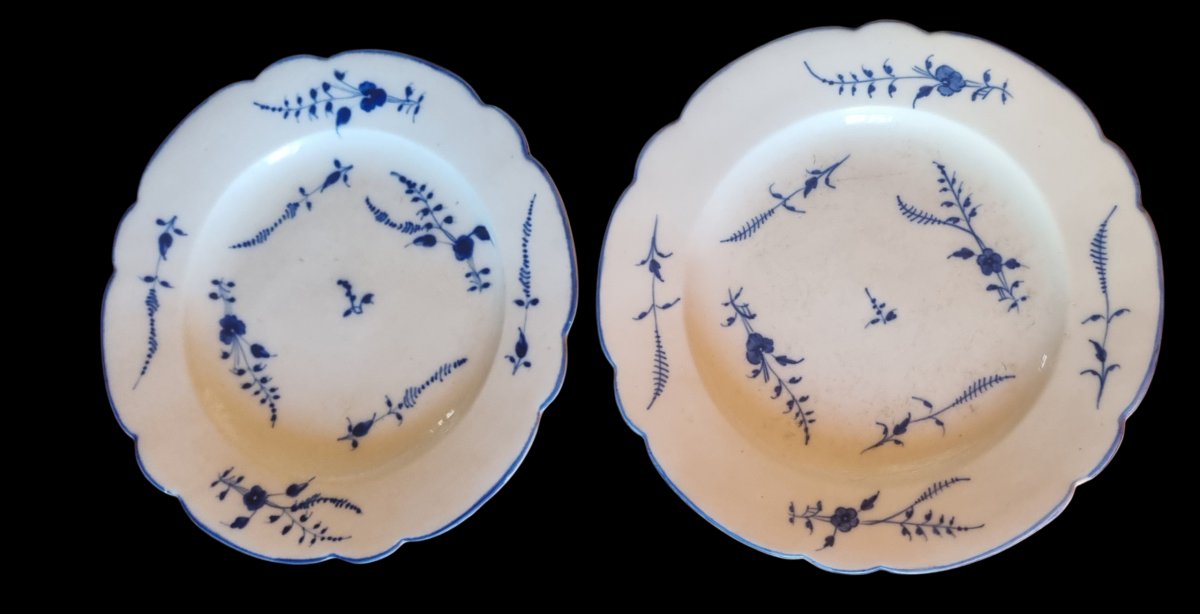 PORCELAINE DE CHANTILLY EPOQUE XVIIIE DECOR À LA BRINDILLE DEUX ASSIETTES ASSIETTE LOUIS XV XVI-photo-3