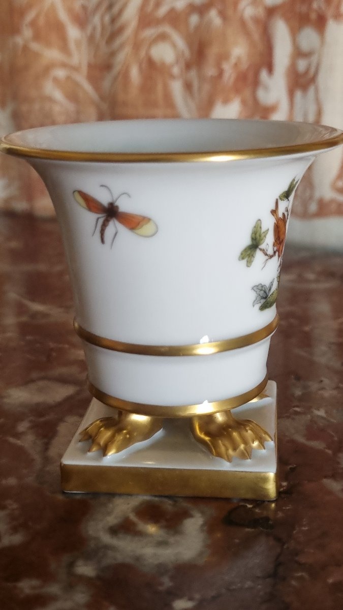PORCELAINE HEREND HONGRIE MODELE ROTHSCHILD OISEAUX BIRDS  VASE-photo-4