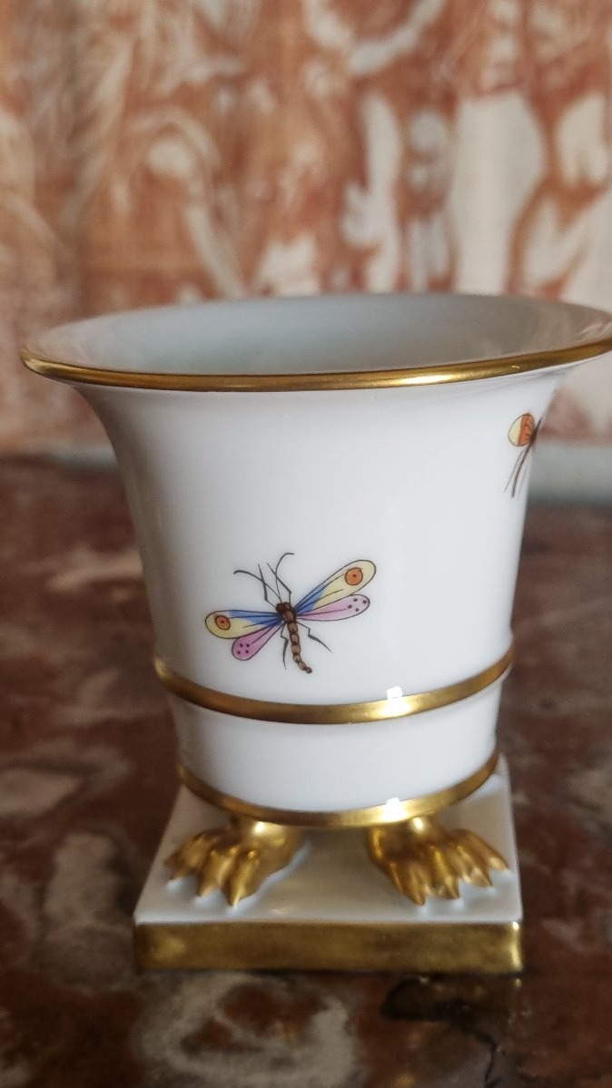 PORCELAINE HEREND HONGRIE MODELE ROTHSCHILD OISEAUX BIRDS  VASE-photo-1